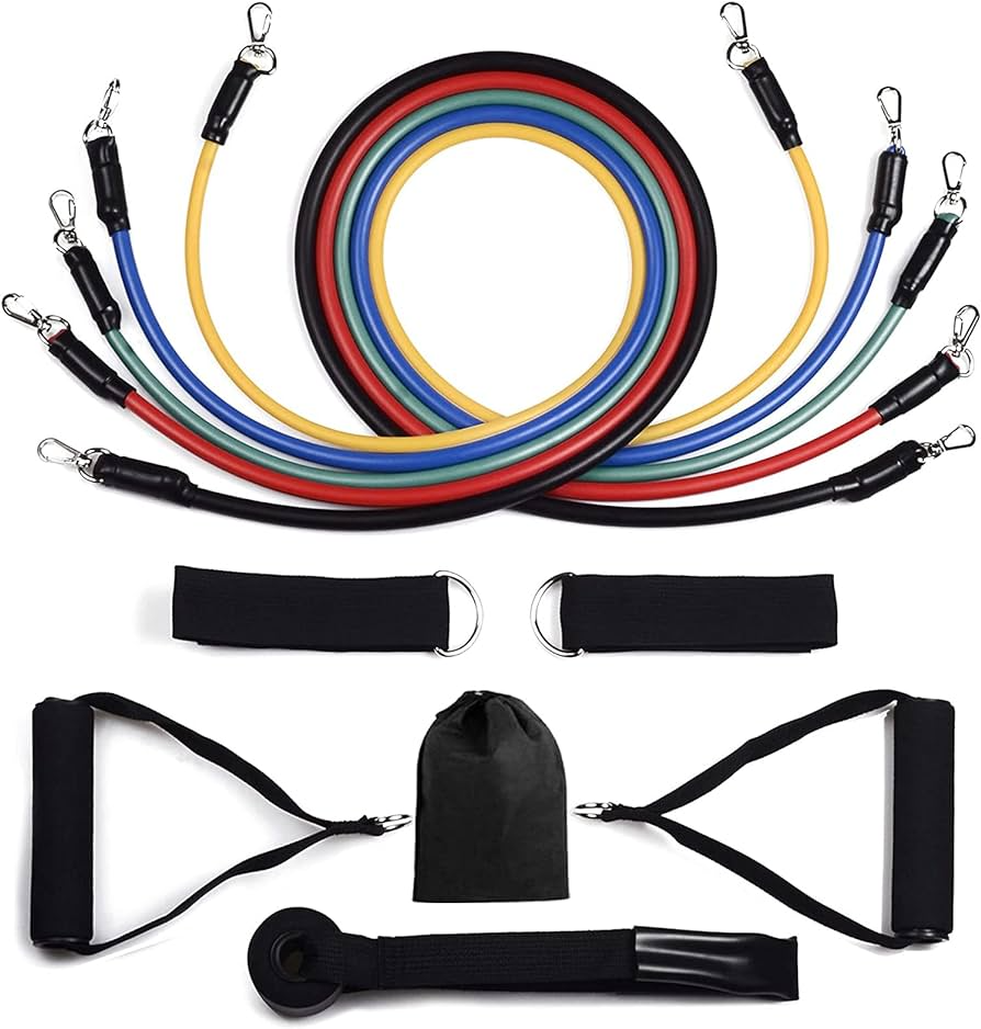 11(PCS) Power Exercise Resistance Band Set 5 in 1 Fitness Band Equipment for Men and Women