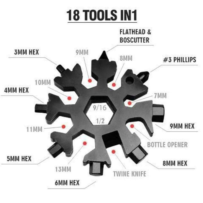 18-In-1 Stainless Steel Snowflakes Multi-Tool