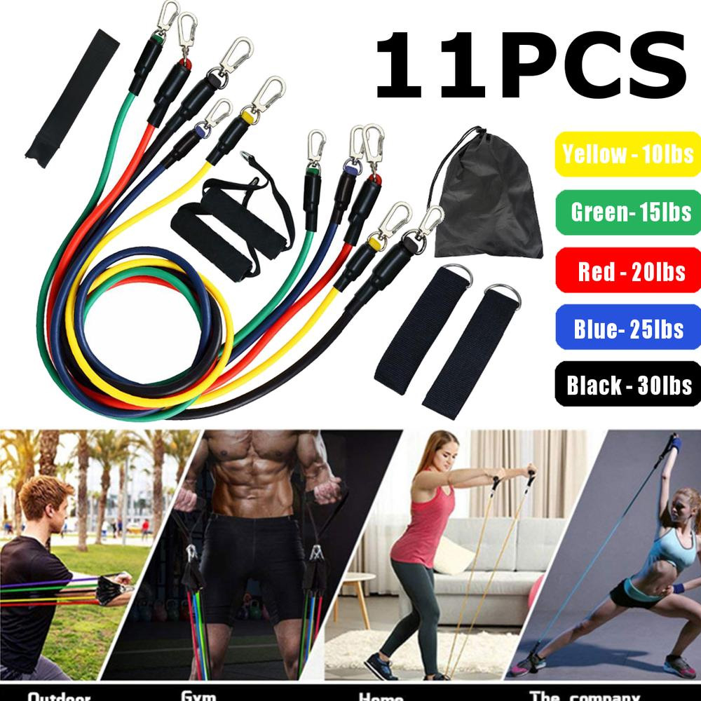 11 PCS Power Exercise Resistance Band Set 5 in 1 Fitness Band Equipment for Men and Women