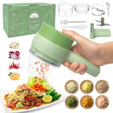 4 in 1 Handheld Electric Vegetable Cutter Set, Food Processor for Garlic Pepper Chili Onion Celery Ginger Meat with Brush