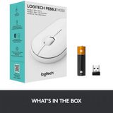 Logitech Pebble M350 Wireless Mouse with Bluetooth or USB – Silent, Slim with Quiet Click for iPad, Laptop, Notebook, PC and Mac – Off White