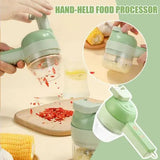 4 in 1 Handheld Electric Vegetable Cutter Set, Food Processor for Garlic Pepper Chili Onion Celery Ginger Meat with Brush